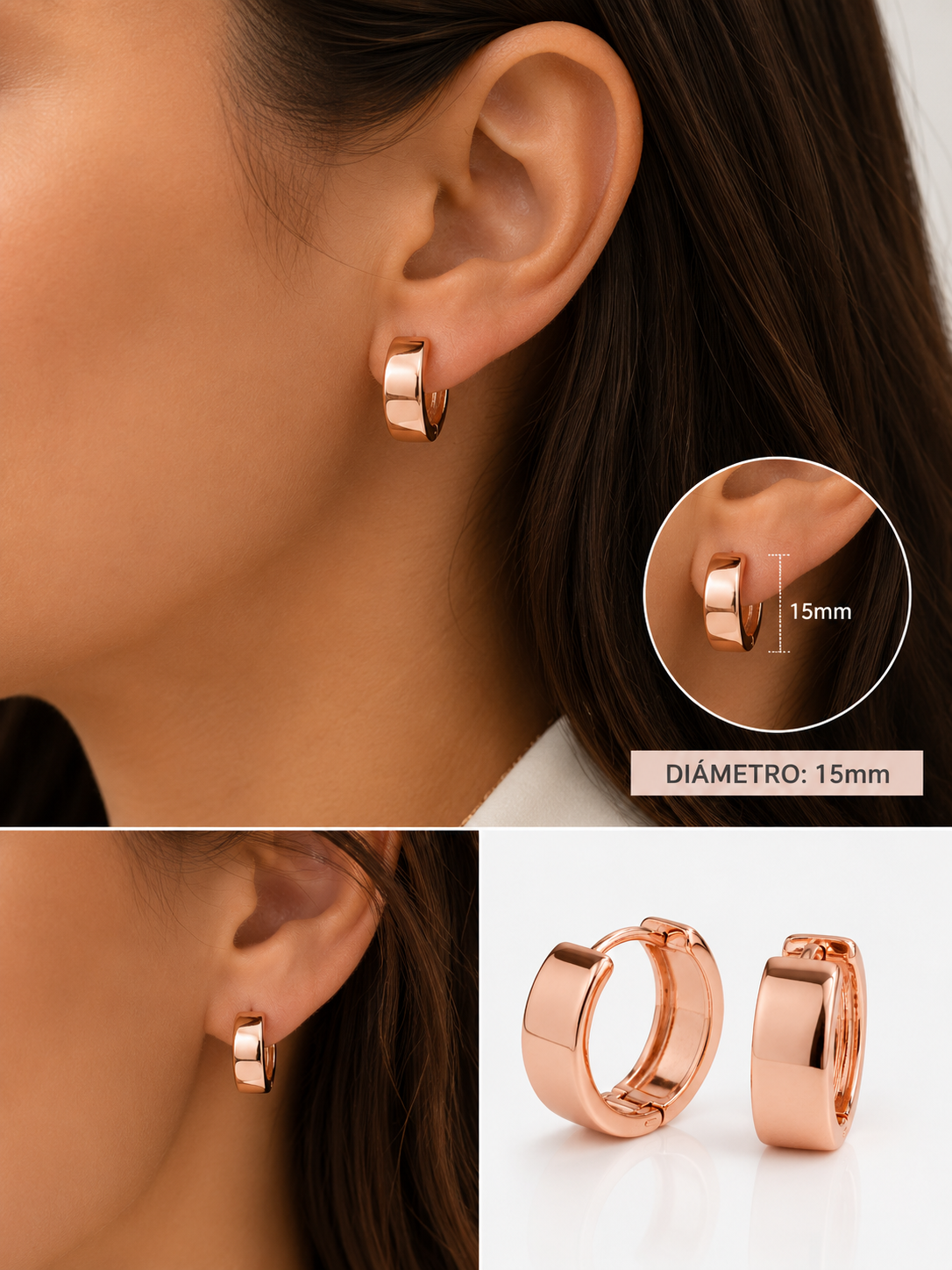 Aros Huggie Oro Rosado