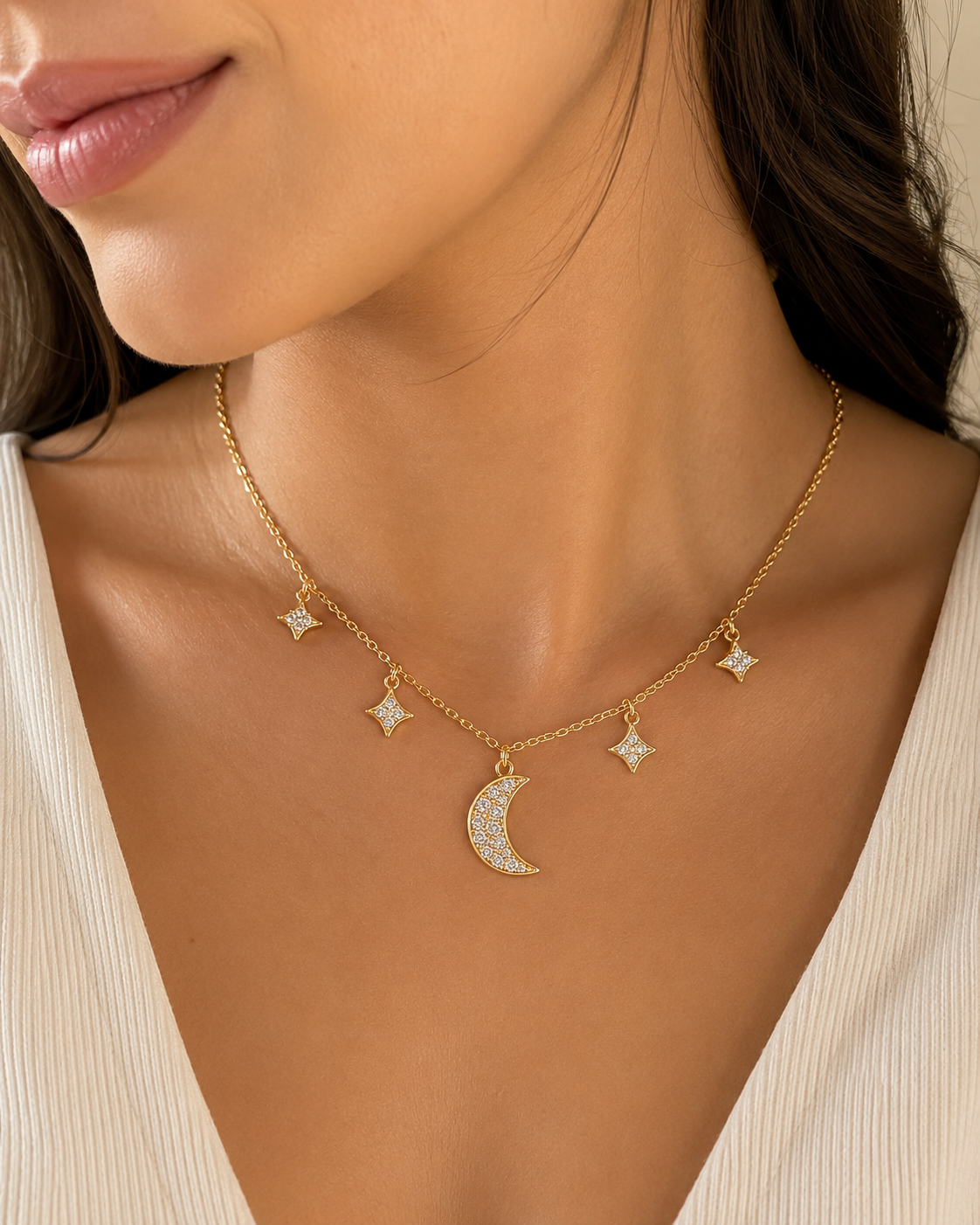 Collar Luna y Estrellas