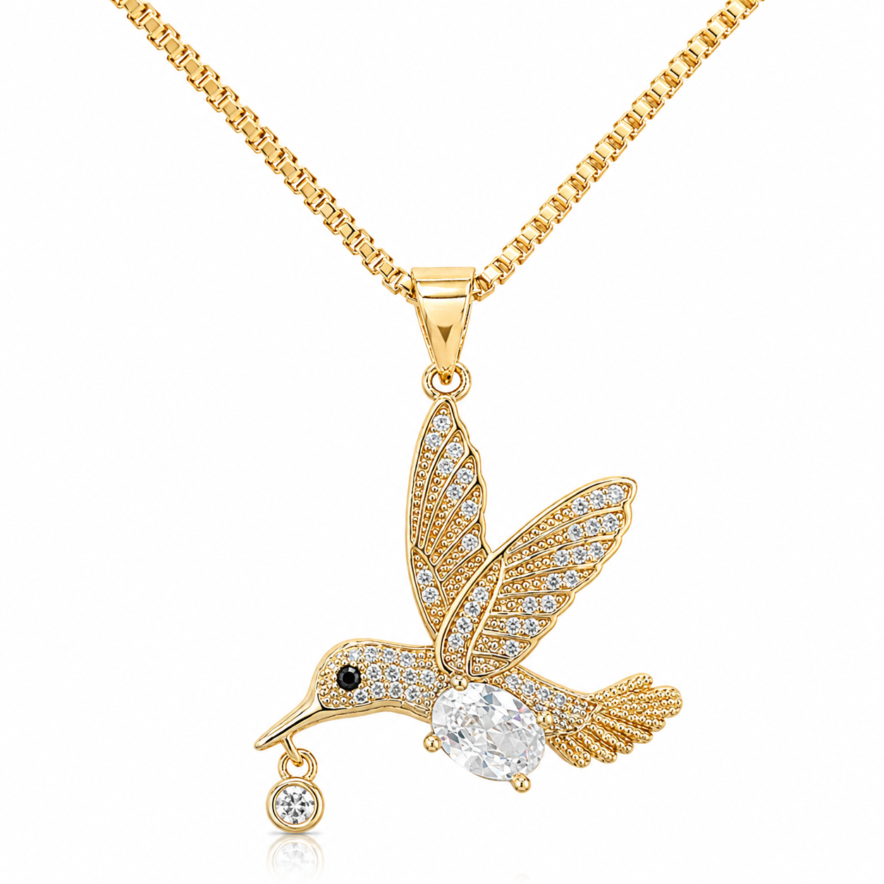 Collar Colibrí Brillante – Oro Laminado 14K