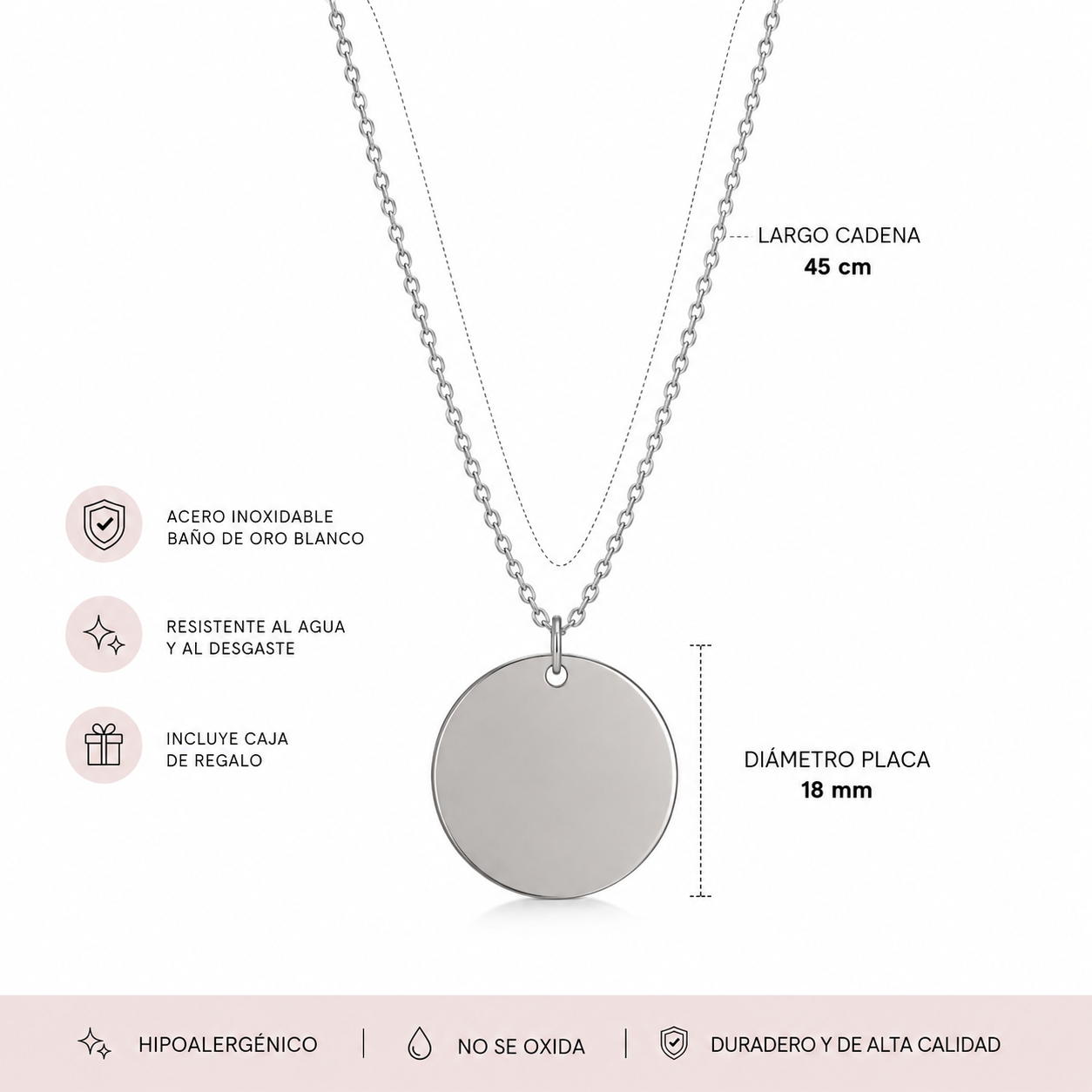 Medalla enchapada en oro blanco, Circulo