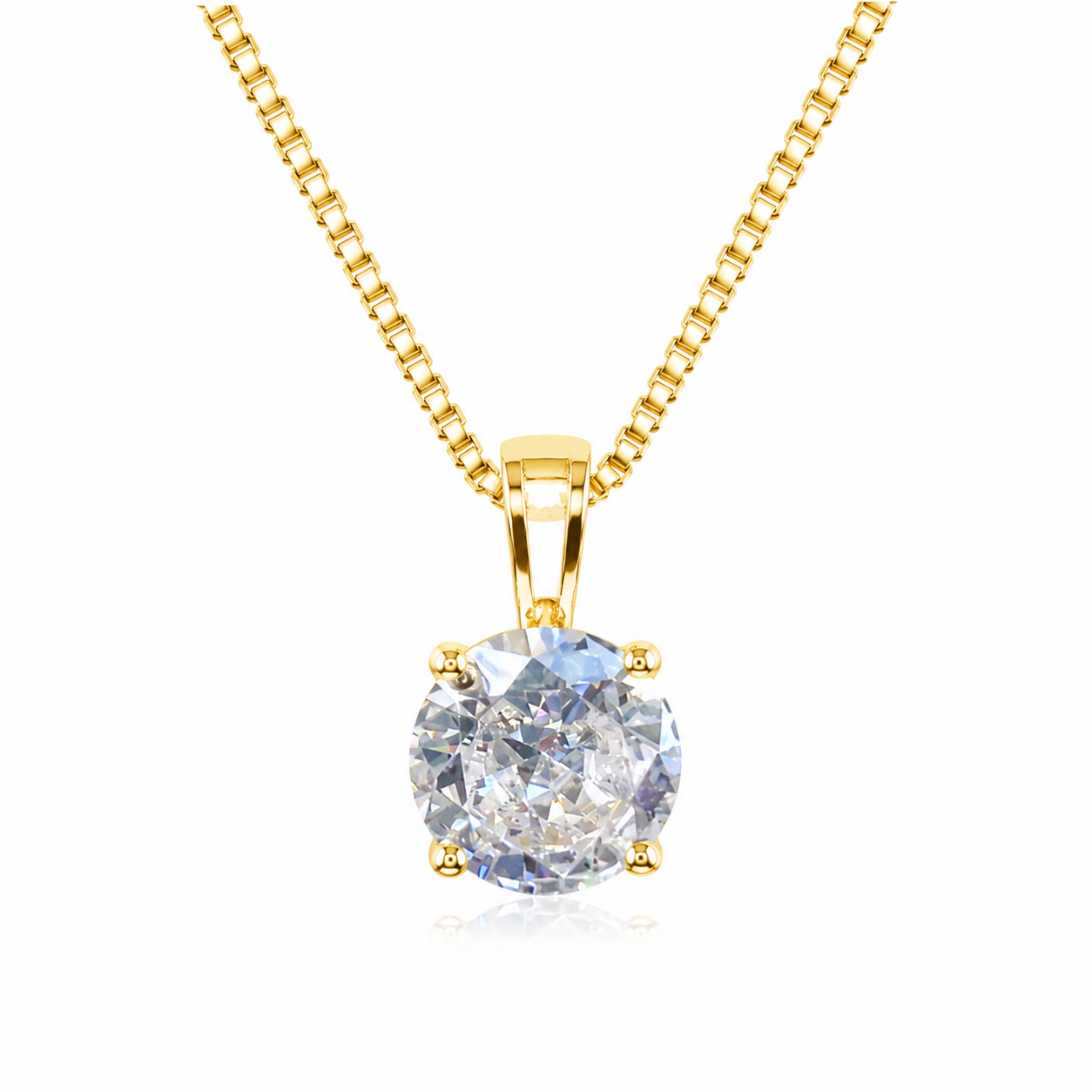 Collar Solitario Brillante – Oro Laminado 14K