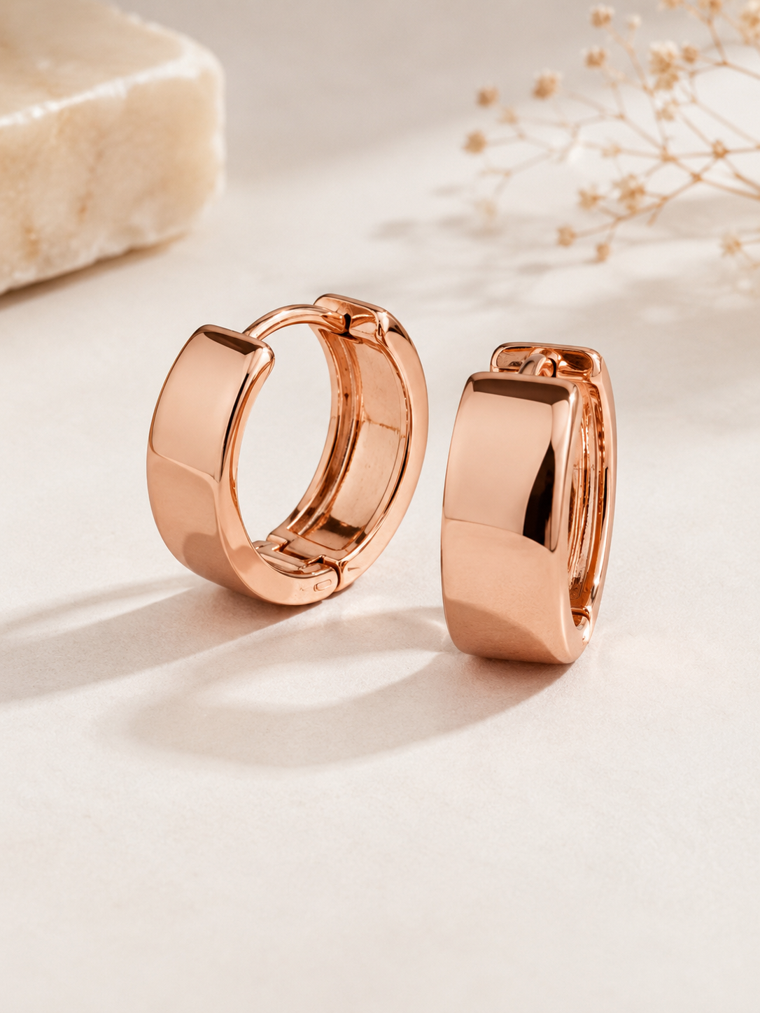 Aros Huggie Oro Rosado