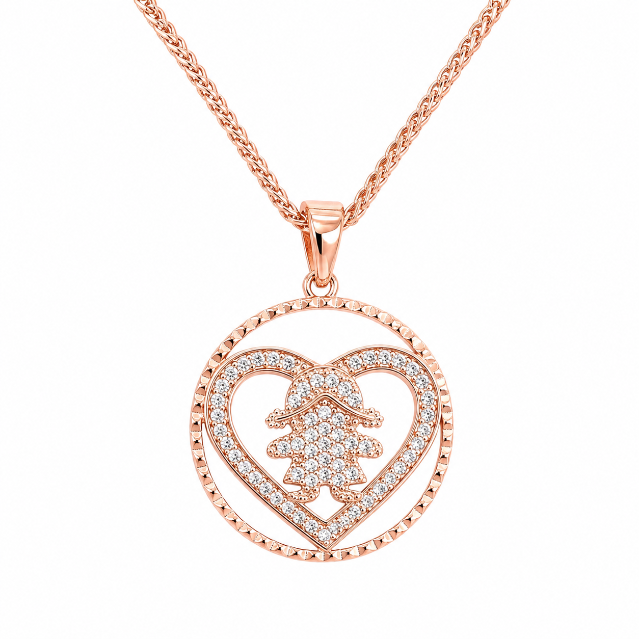 Medalla Niña Corazón Oro rosado