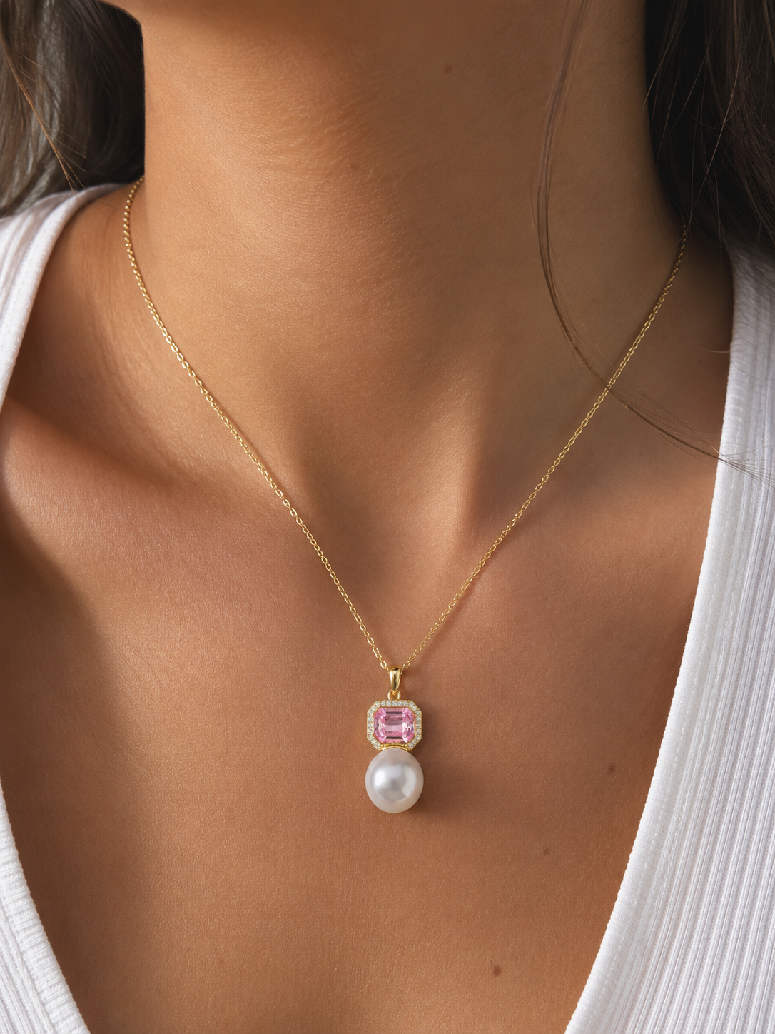 Collar Perla Rosa