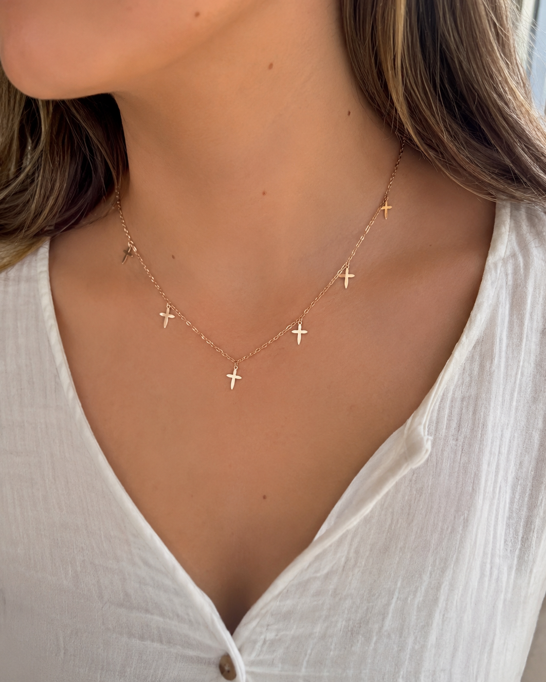 Collar Rosé Cruz Celestial