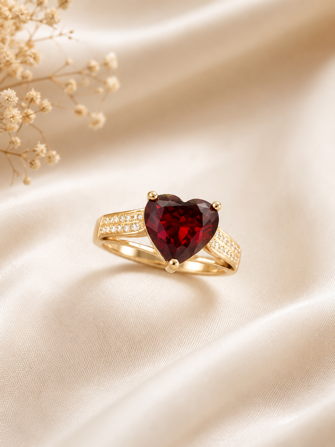 Anillo Corazón Rubí