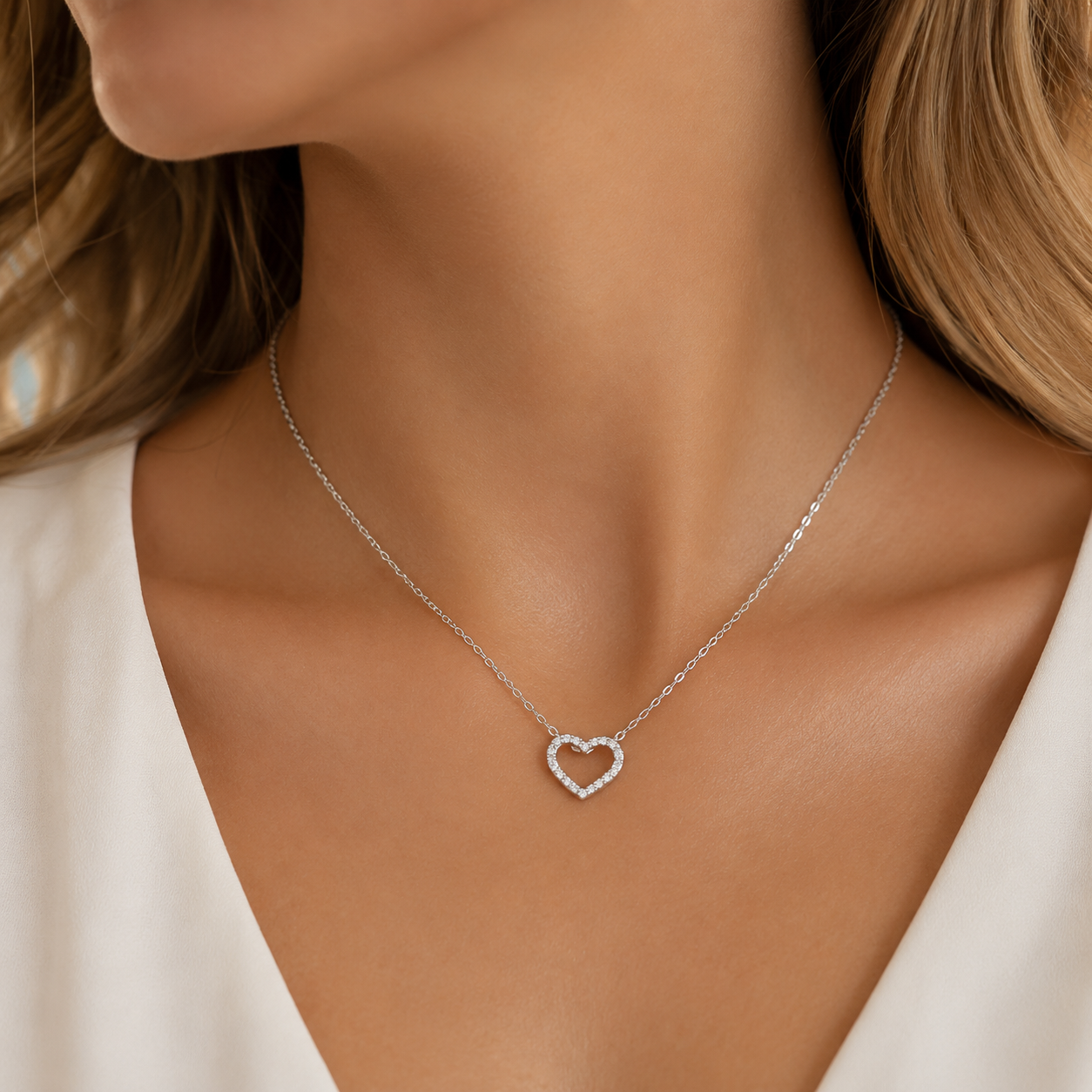 Collar Corazón Brillante Plata 925