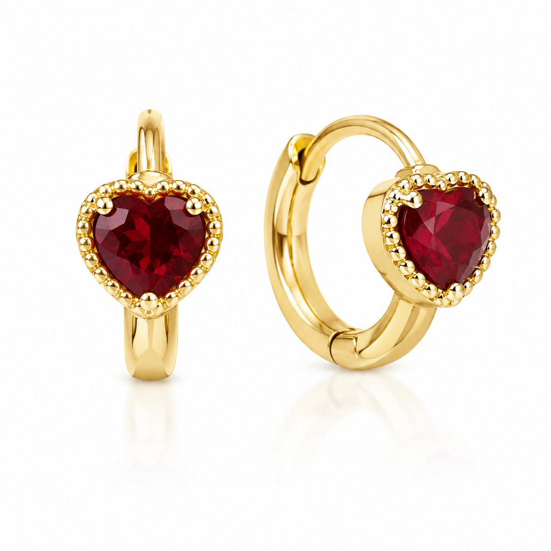 Aros Corazón Rubí