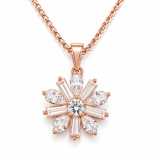 Collar Flor Brillante Oro Rosado