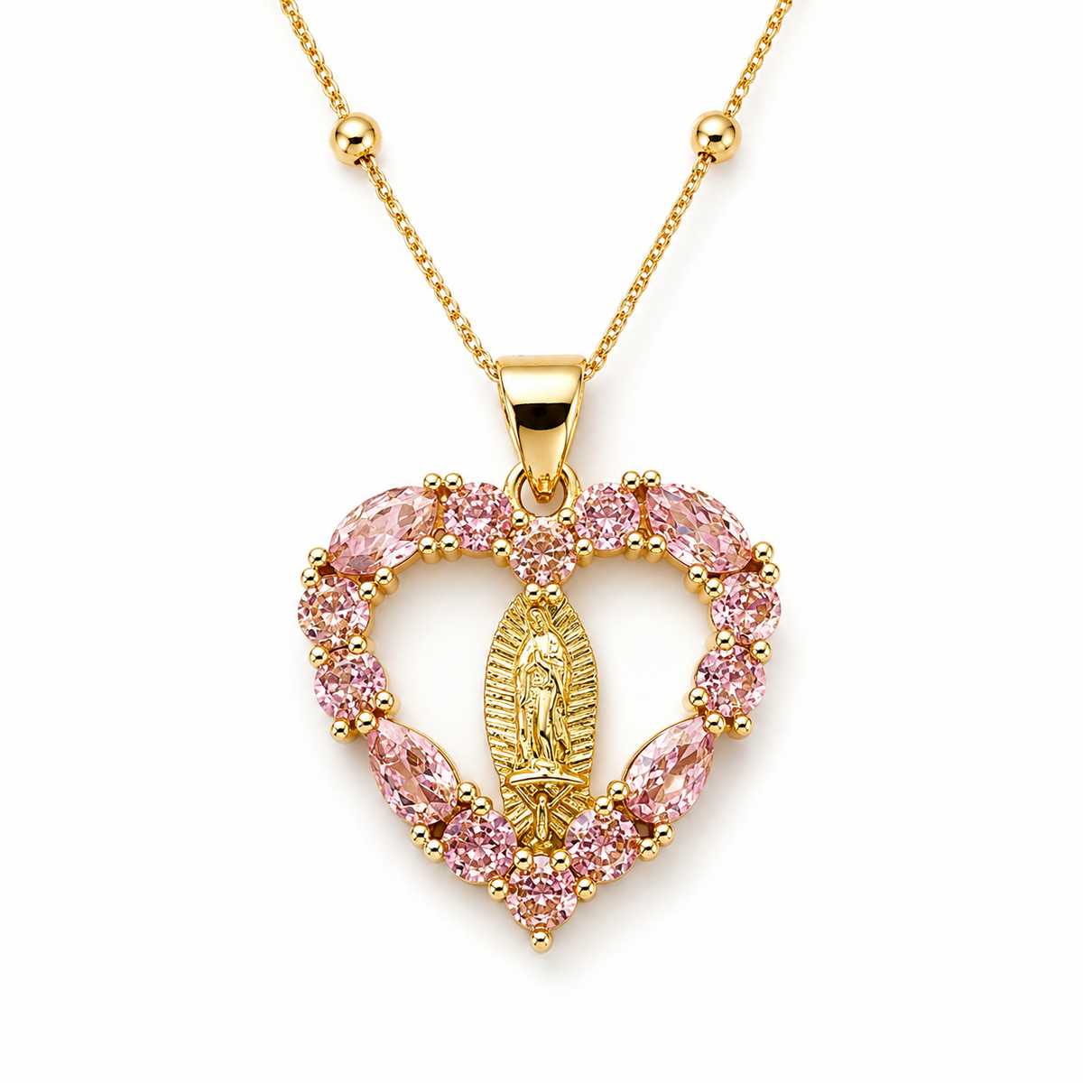 Collar Virgen de Guadalupe rose
