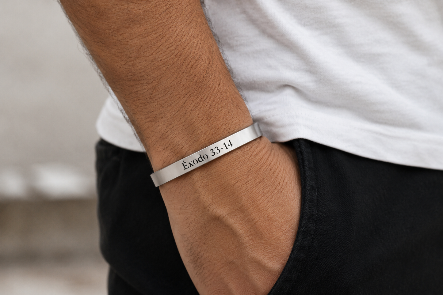 Pulsera tipo Esclava enchape de oro blanco