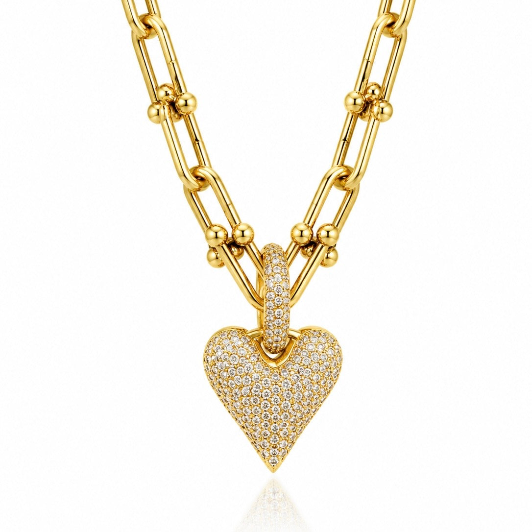 Collar Corazón Pavé Dorado