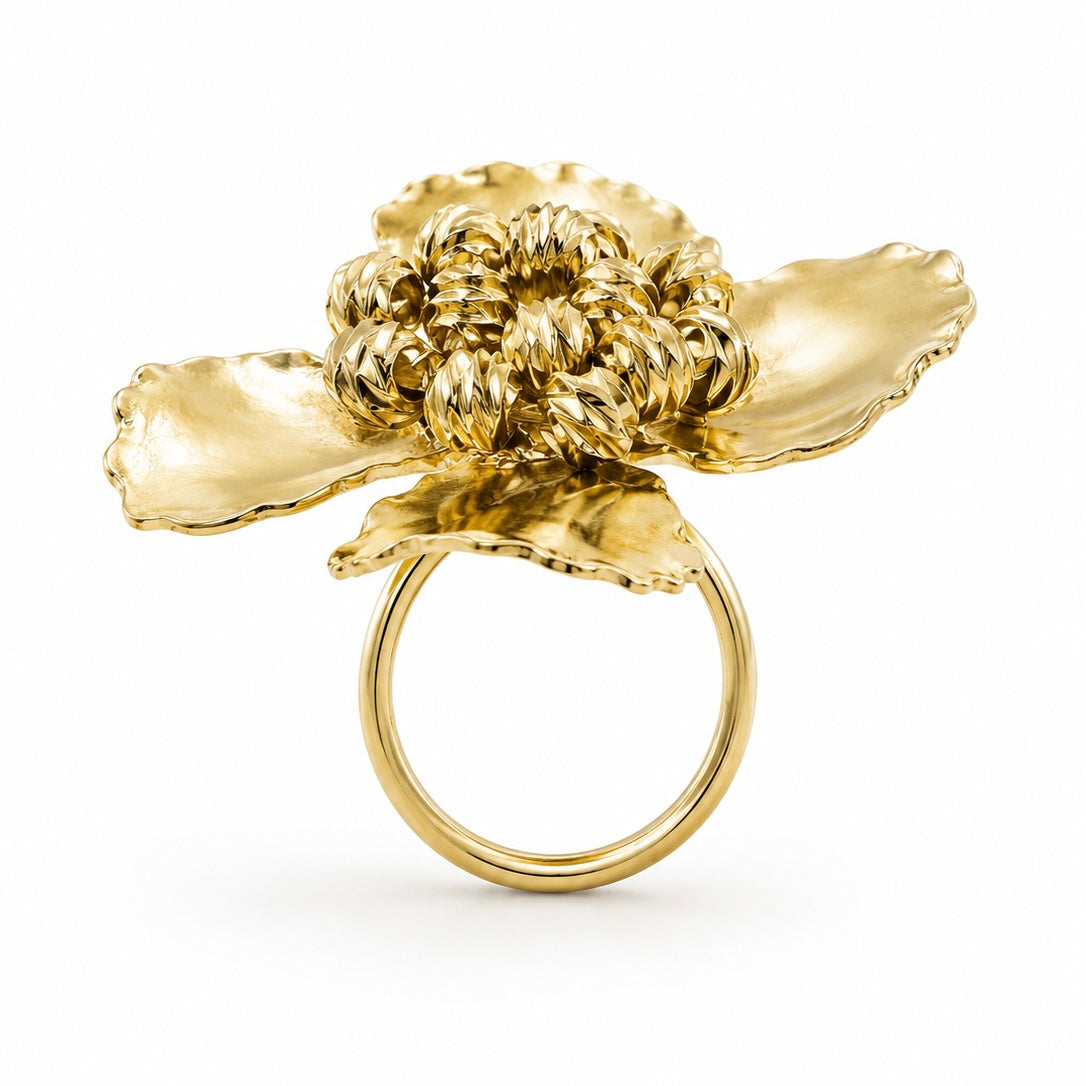 Anillo Flor Dorada XL