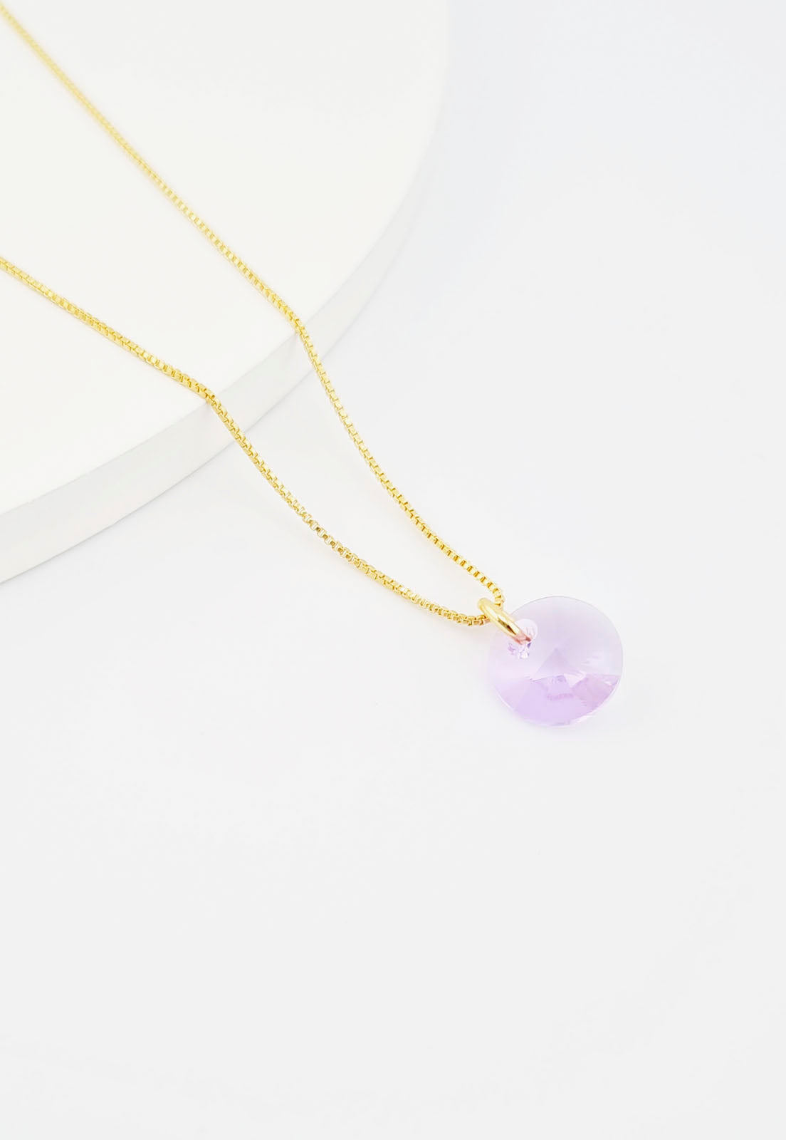 Collar Punto de Luz Baño Oro 24K y Cristal Genuino Violet