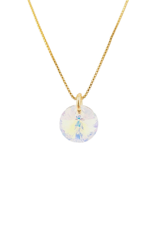 Collar Punto de Luz Baño Oro 24K y Cristal Genuino AB