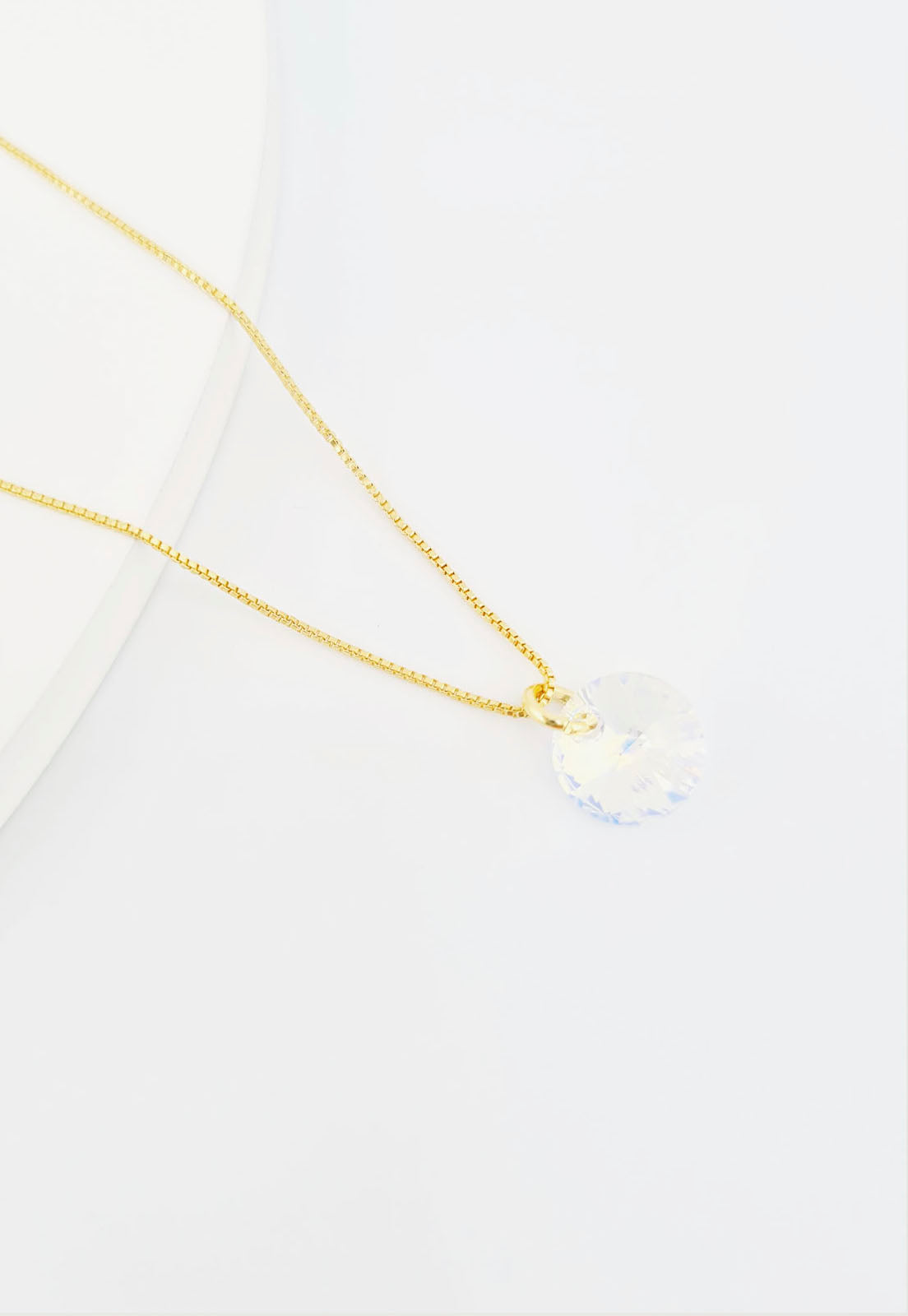 Collar Punto de Luz Baño Oro 24K y Cristal Genuino AB