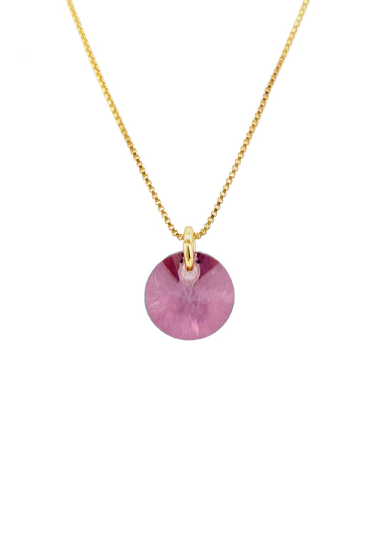 Collar Punto de Luz Baño Oro 24K y Cristal Genuino AP