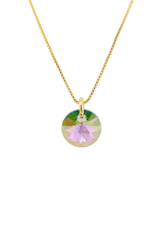 Collar Punto de Luz Baño Oro 24K y Cristal Genuino PS