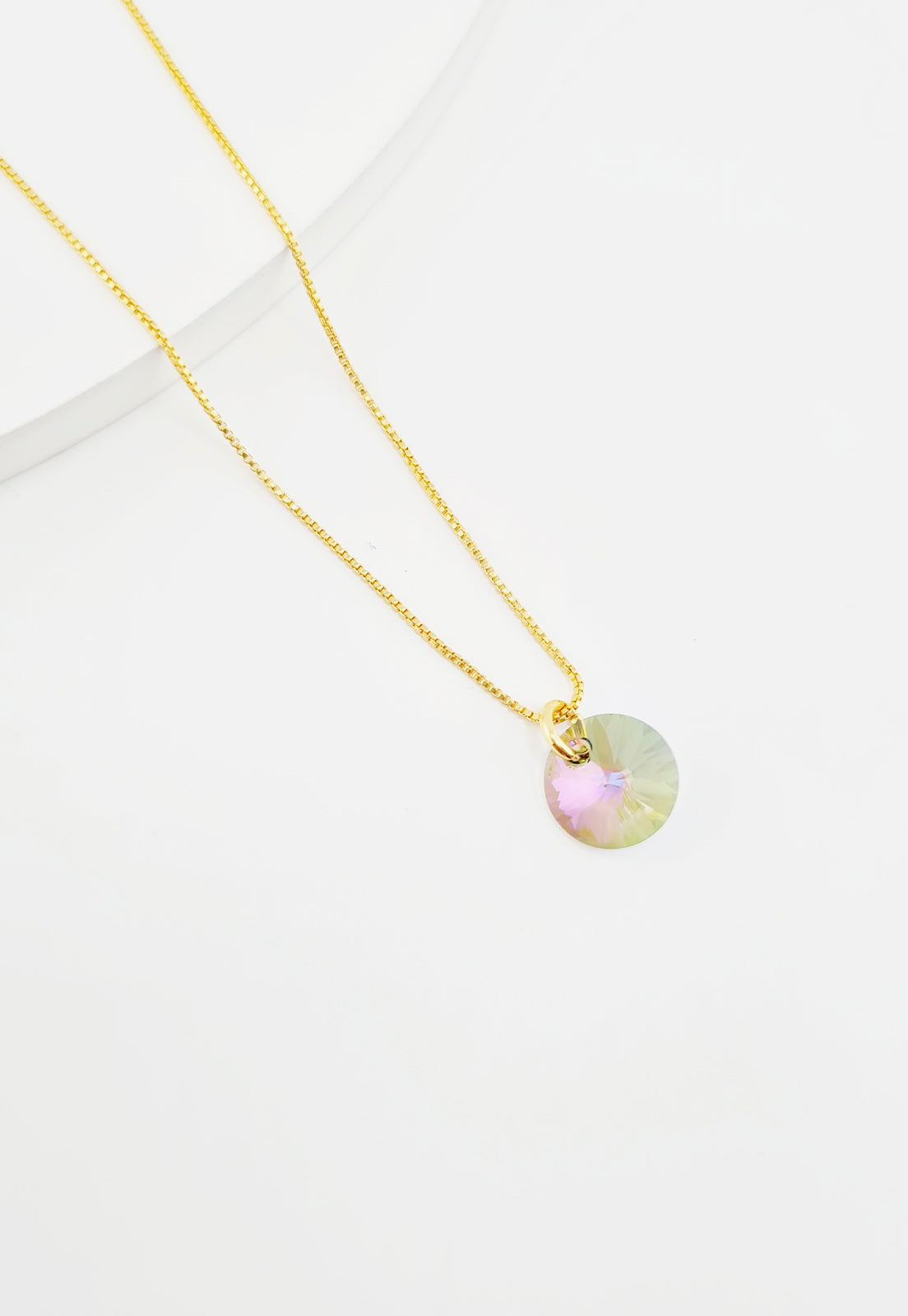 Collar Punto de Luz Baño Oro 24K y Cristal Genuino PS