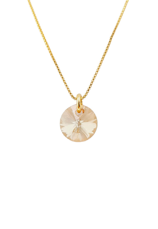 Collar Punto de Luz Baño Oro 24K y Cristal Genuino GS