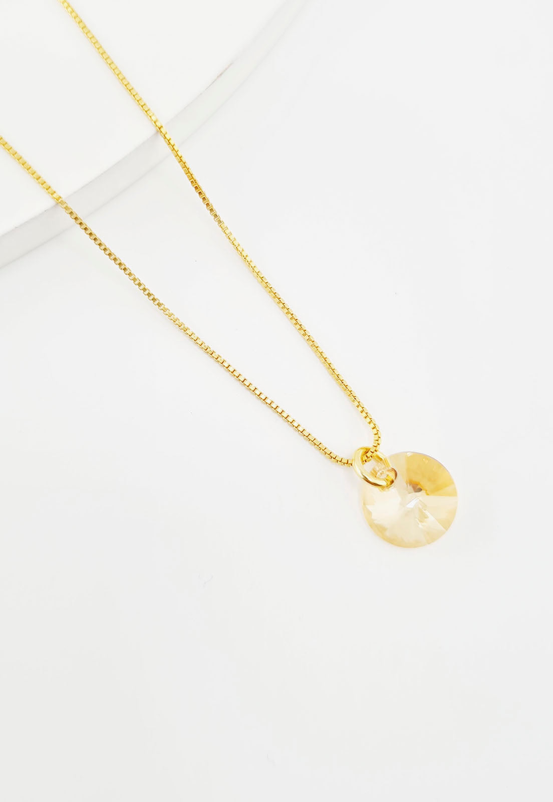 Collar Punto de Luz Baño Oro 24K y Cristal Genuino GS