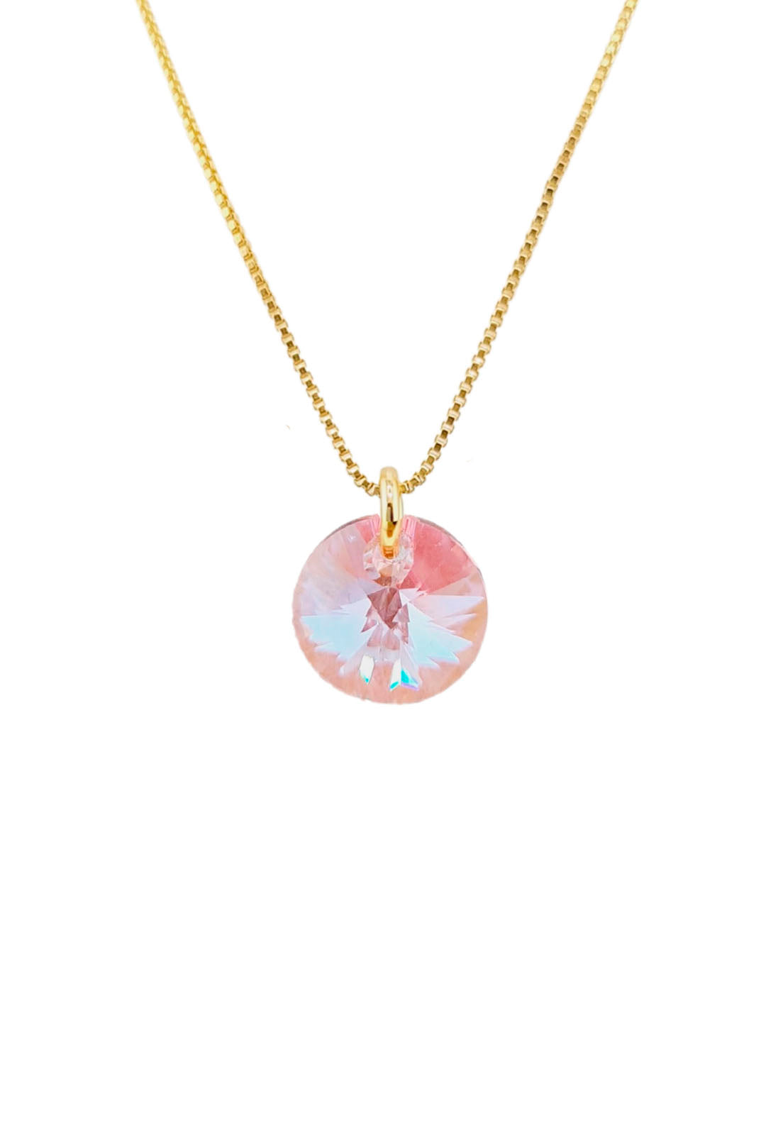 Collar Punto de Luz Baño Oro 24K y Cristal Genuino LR