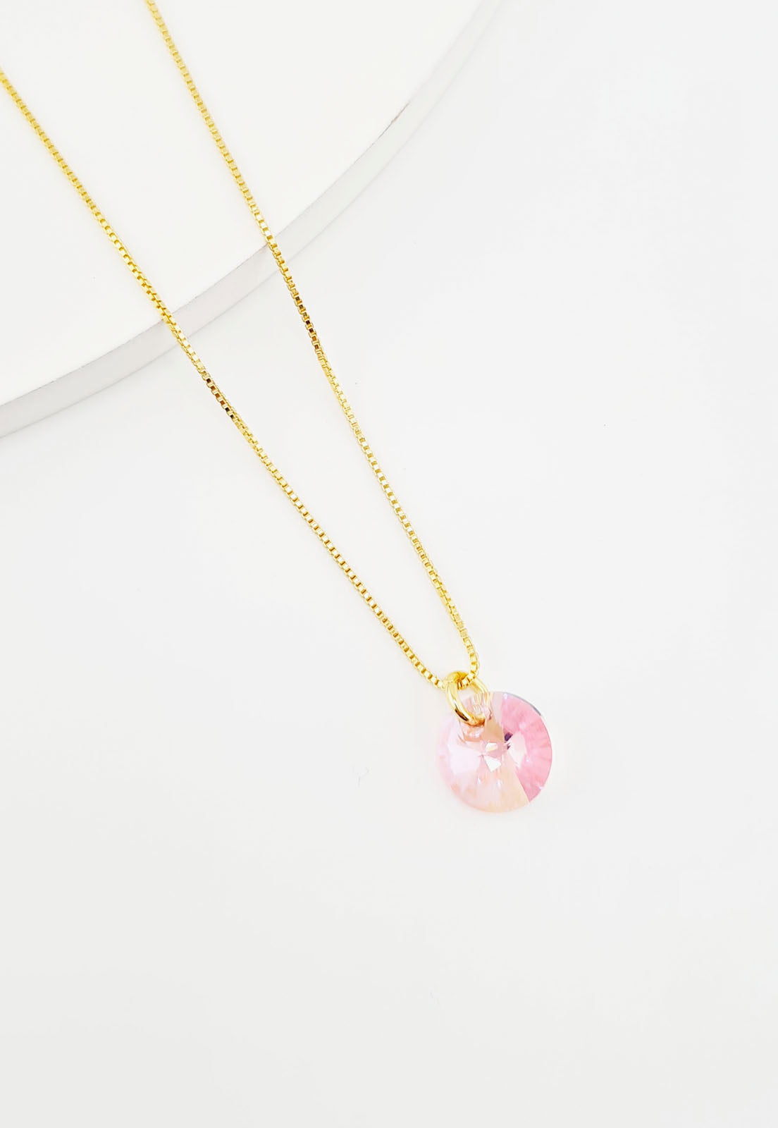 Collar Punto de Luz Baño Oro 24K y Cristal Genuino LR