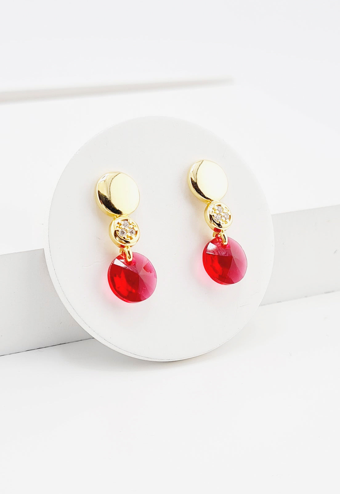 Aros Punto de Luz Gold 24K y Cristal Genuino Siam