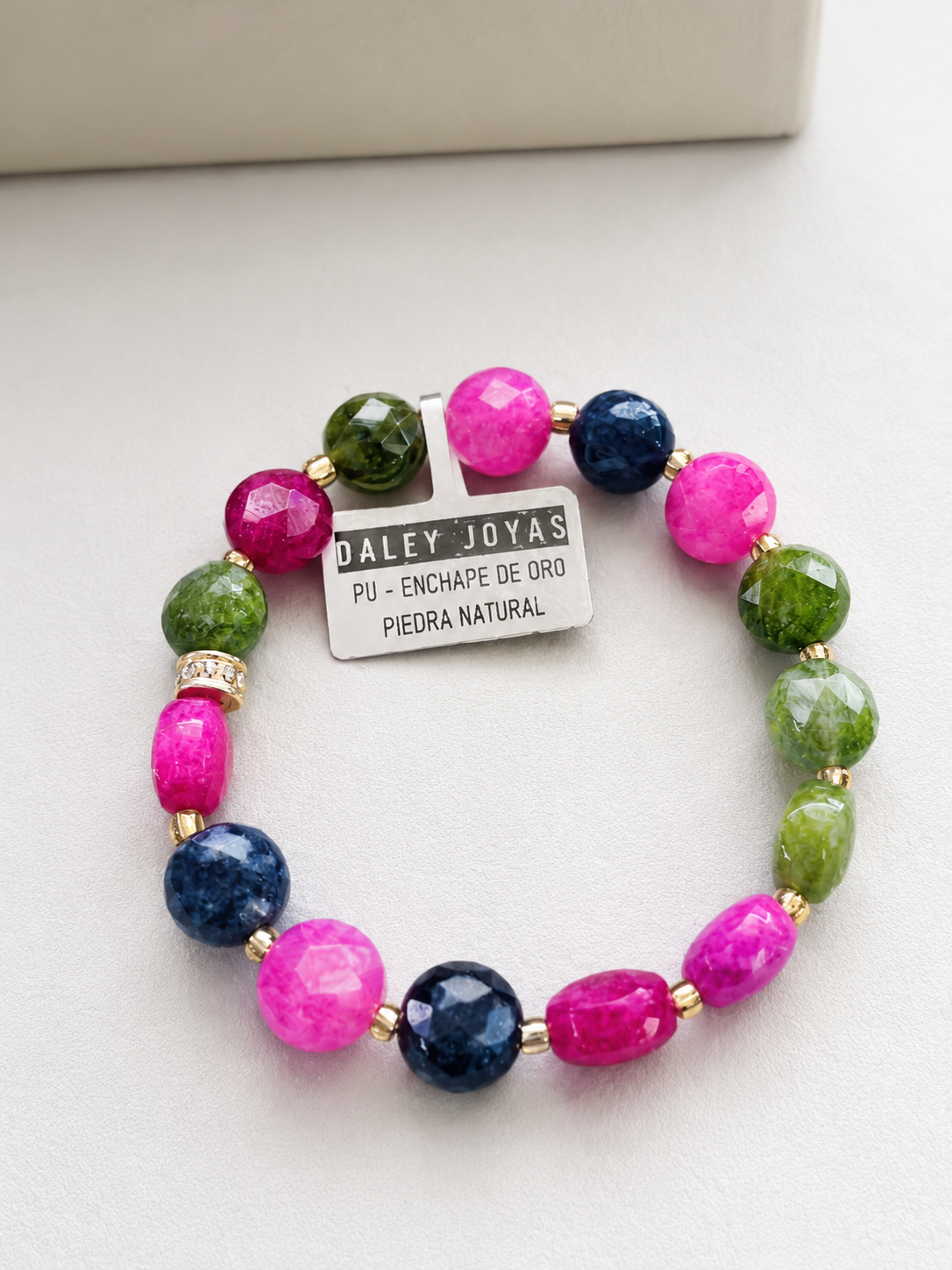 Pulsera de Ágatas Naturales Facetadas