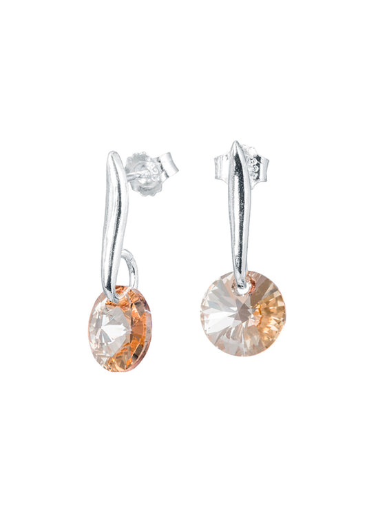 Aros Punto de Luz Plata Italiana 925 y Cristal Genuino GS