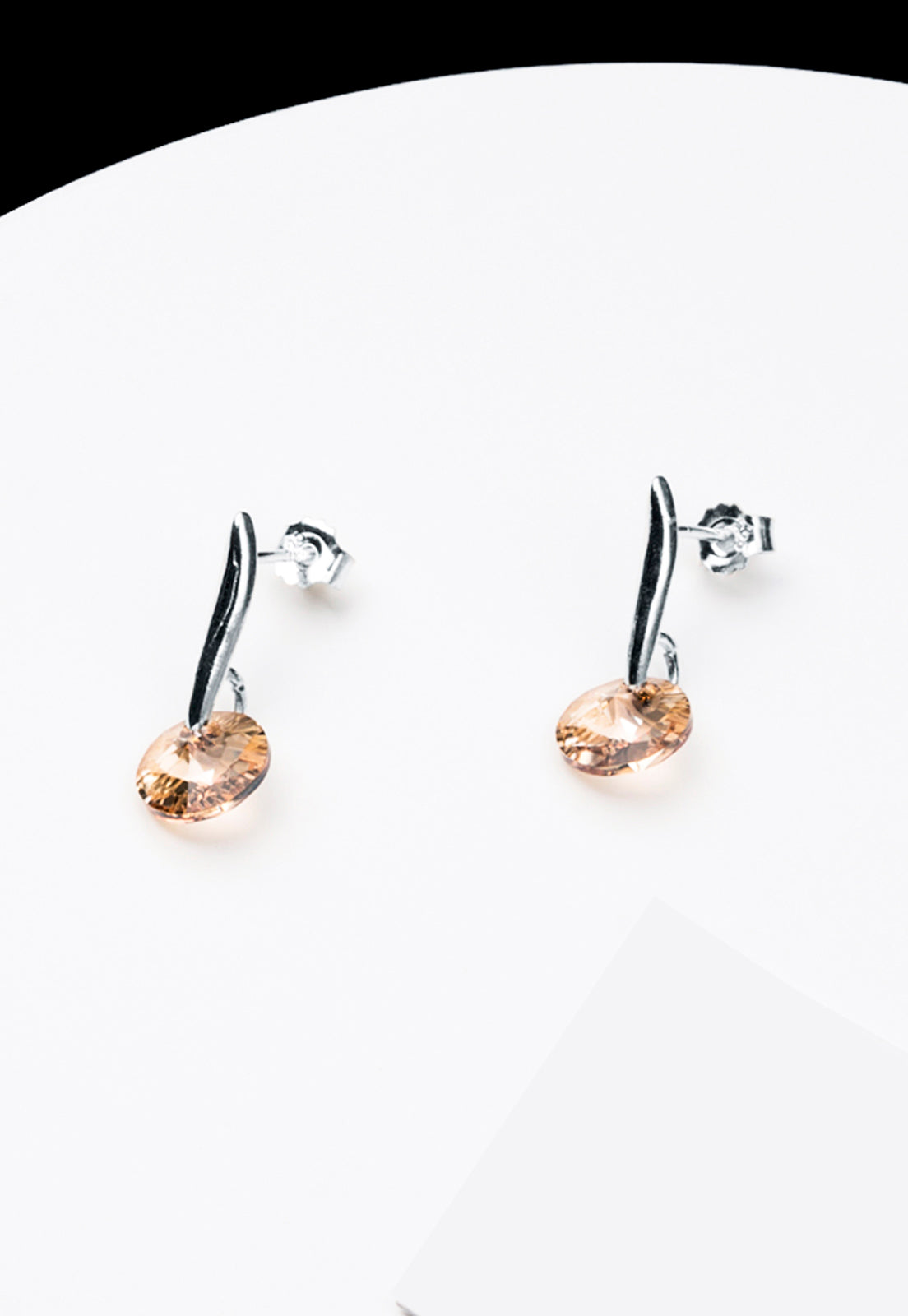 Aros Punto de Luz Plata Italiana 925 y Cristal Genuino GS