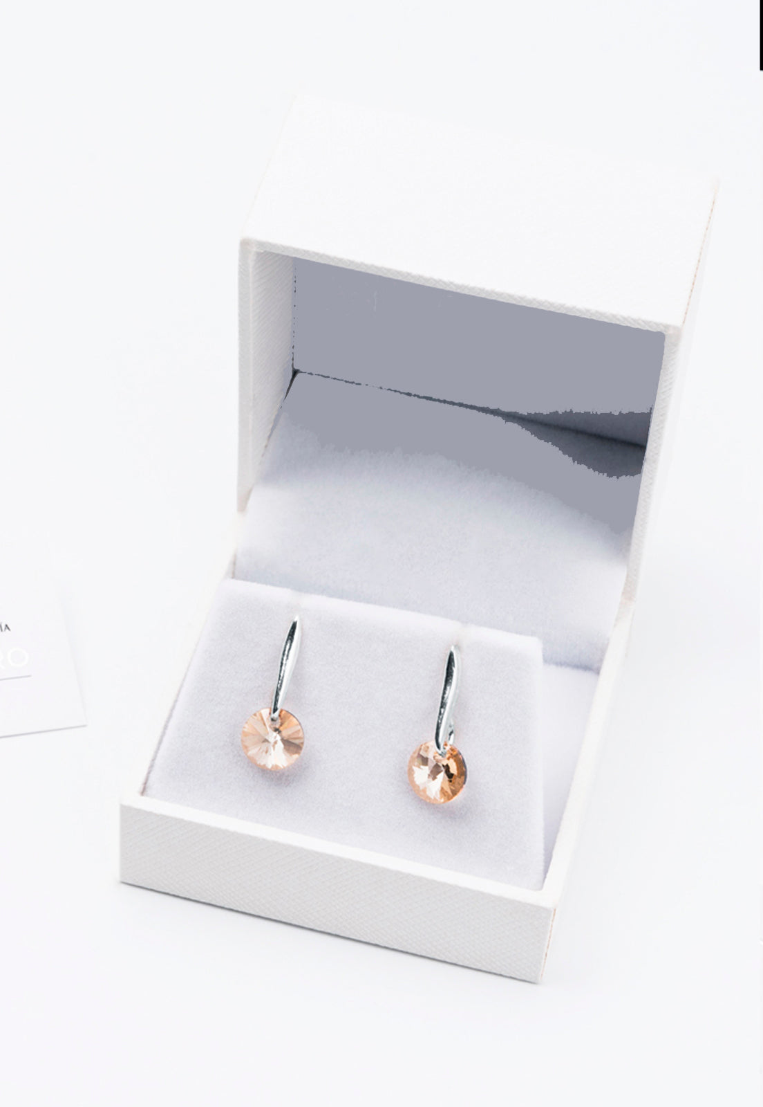 Aros Punto de Luz Plata Italiana 925 y Cristal Genuino GS