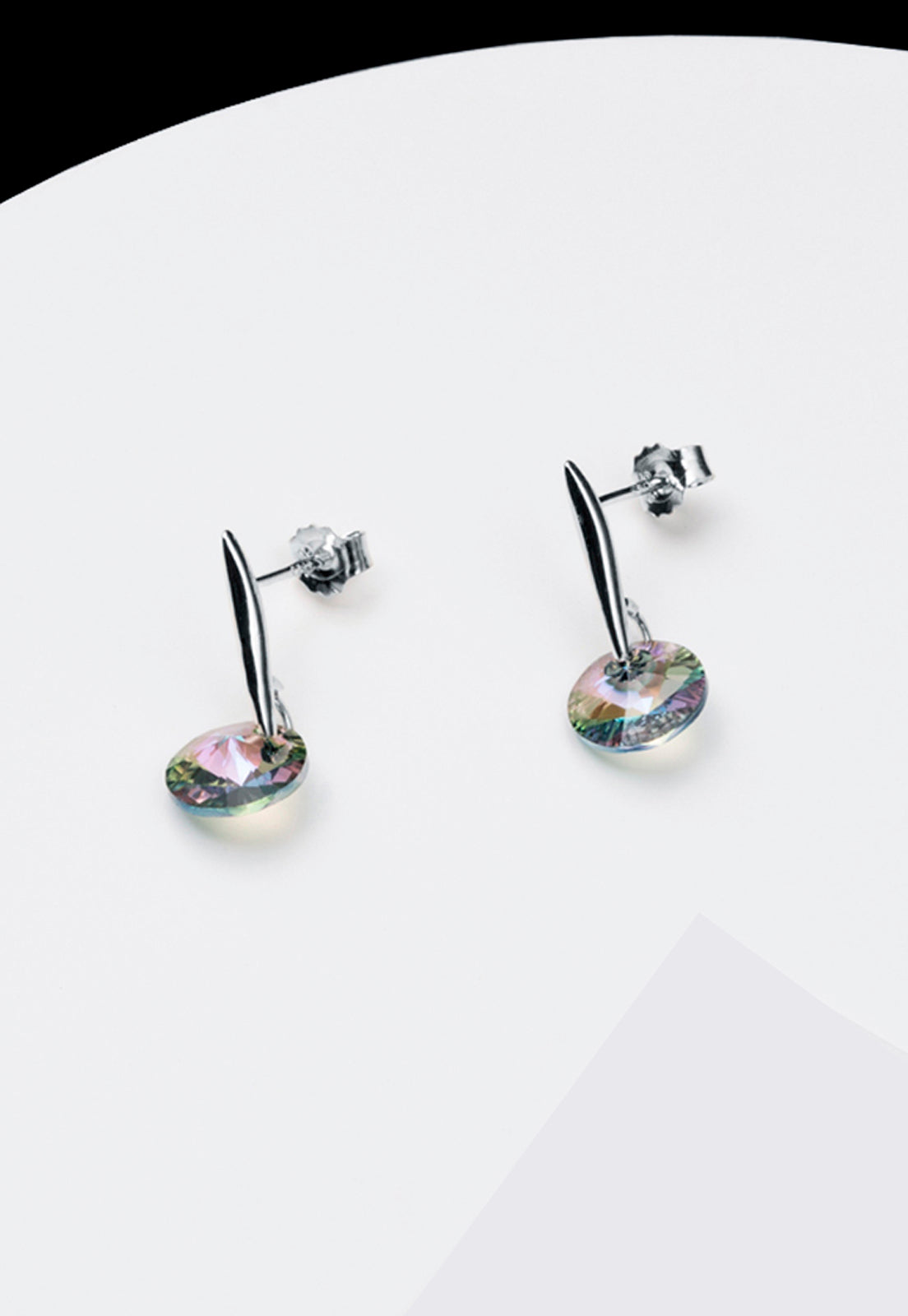 Aros Punto de Luz Plata Italiana 925 y Cristal Genuino PS