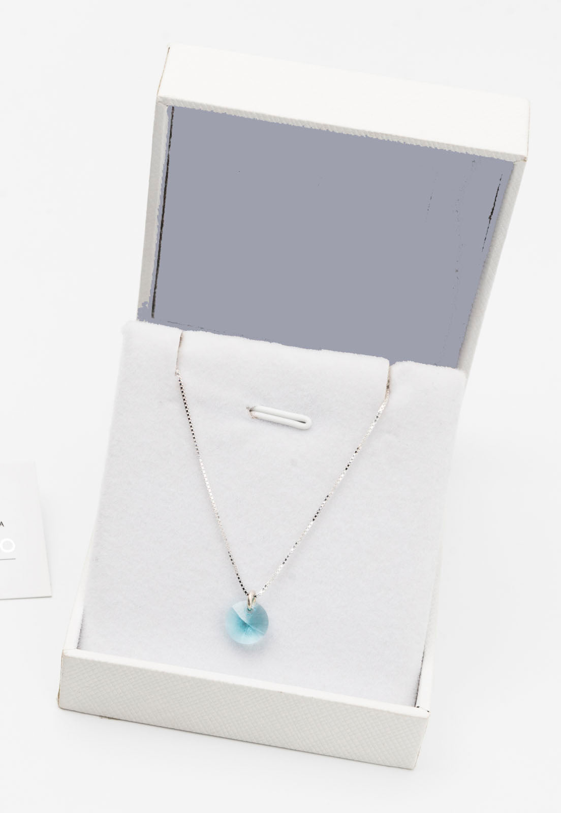 Collar Punto de Luz Plata Italiana 925 y Cristal Genuino Turqueza