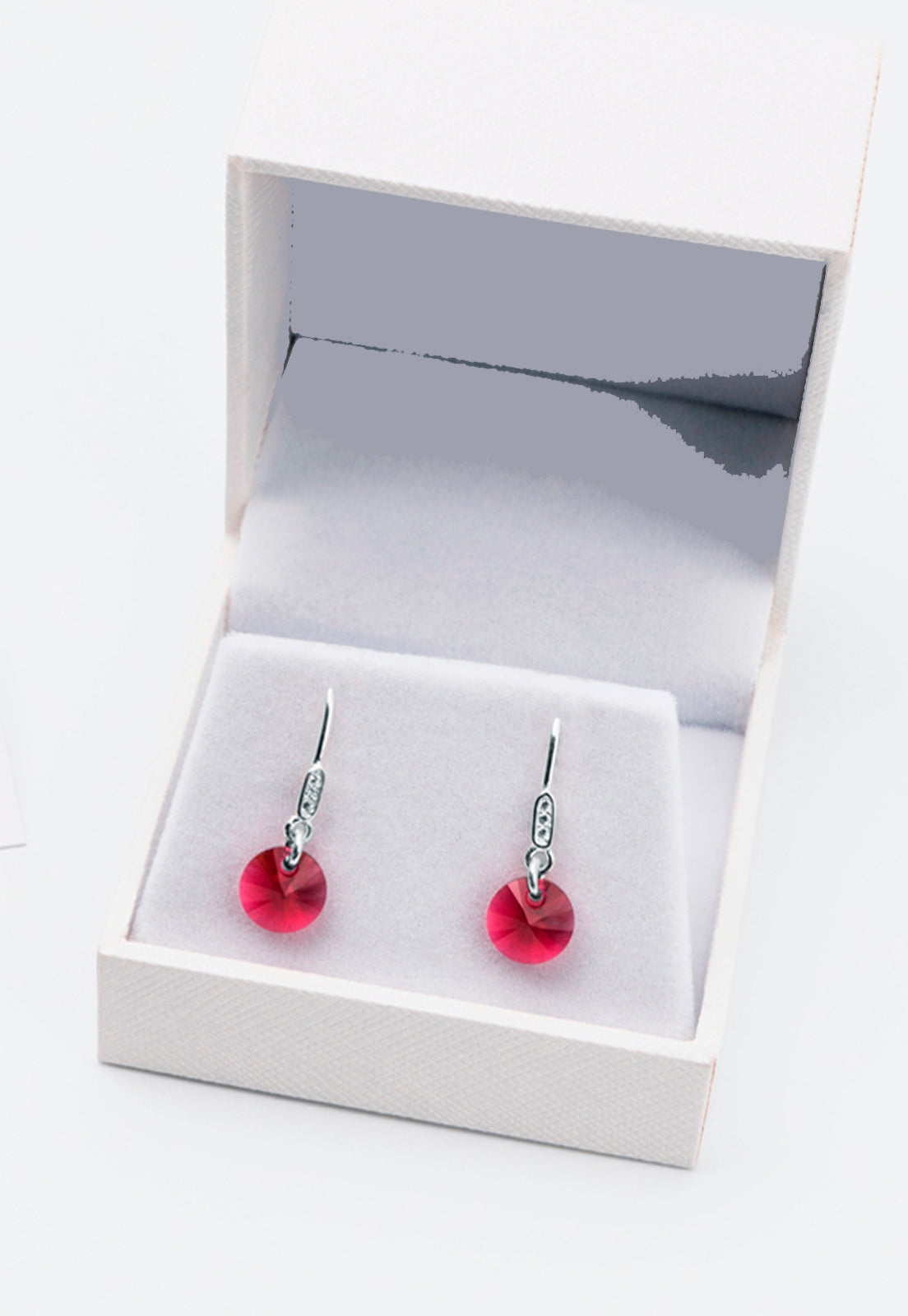 Aros Punto de Luz Circón Plata Italiana 925 y Cristal Genuino Siam