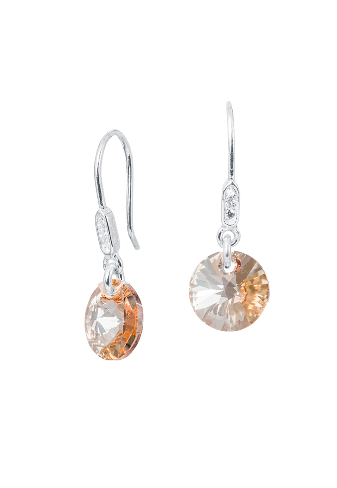 Aros Punto de Luz Circón Plata Italiana 925 y Cristal Genuino GS